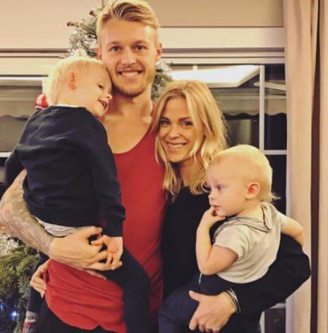 Elina Gollert with her husband Simon Kjaer and children.